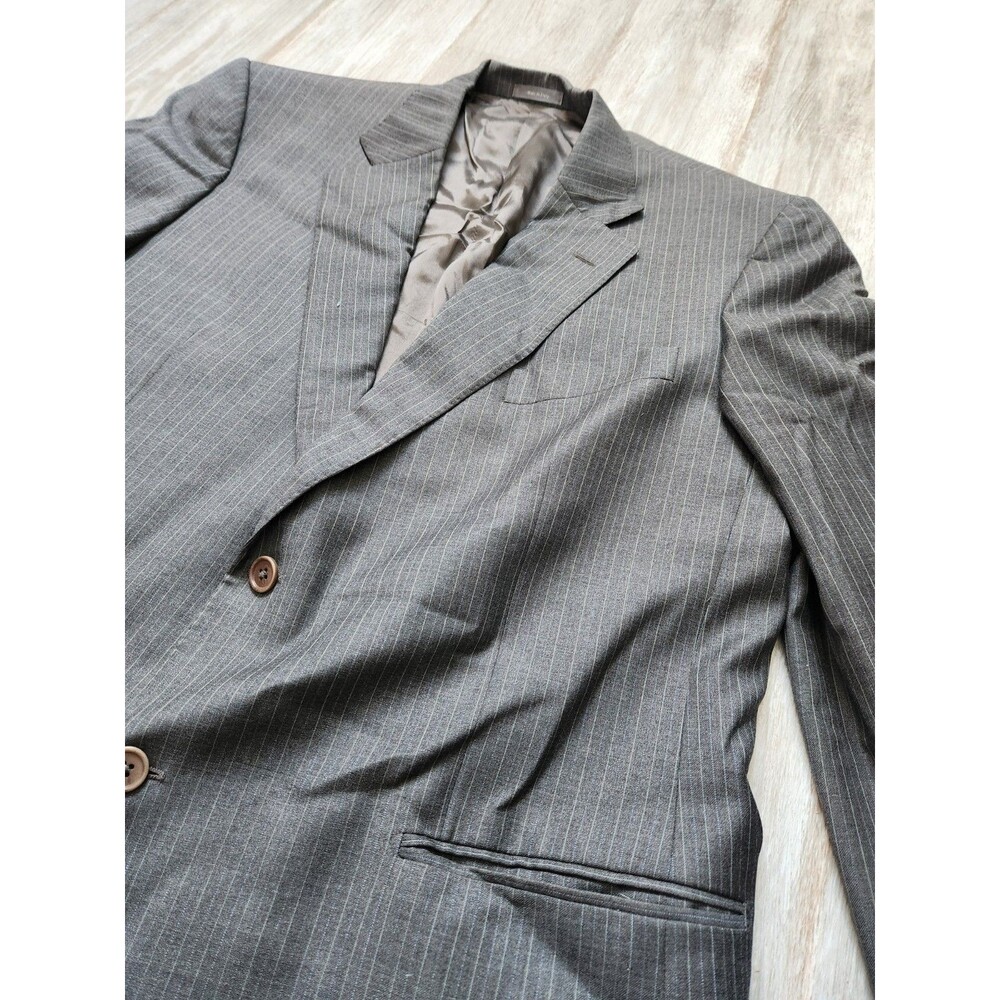 Daniel Cremieux 100% Wool Sport Coat Blazer Gray Pinstripe Italy Made 46R GUC - Picture 2 of 14